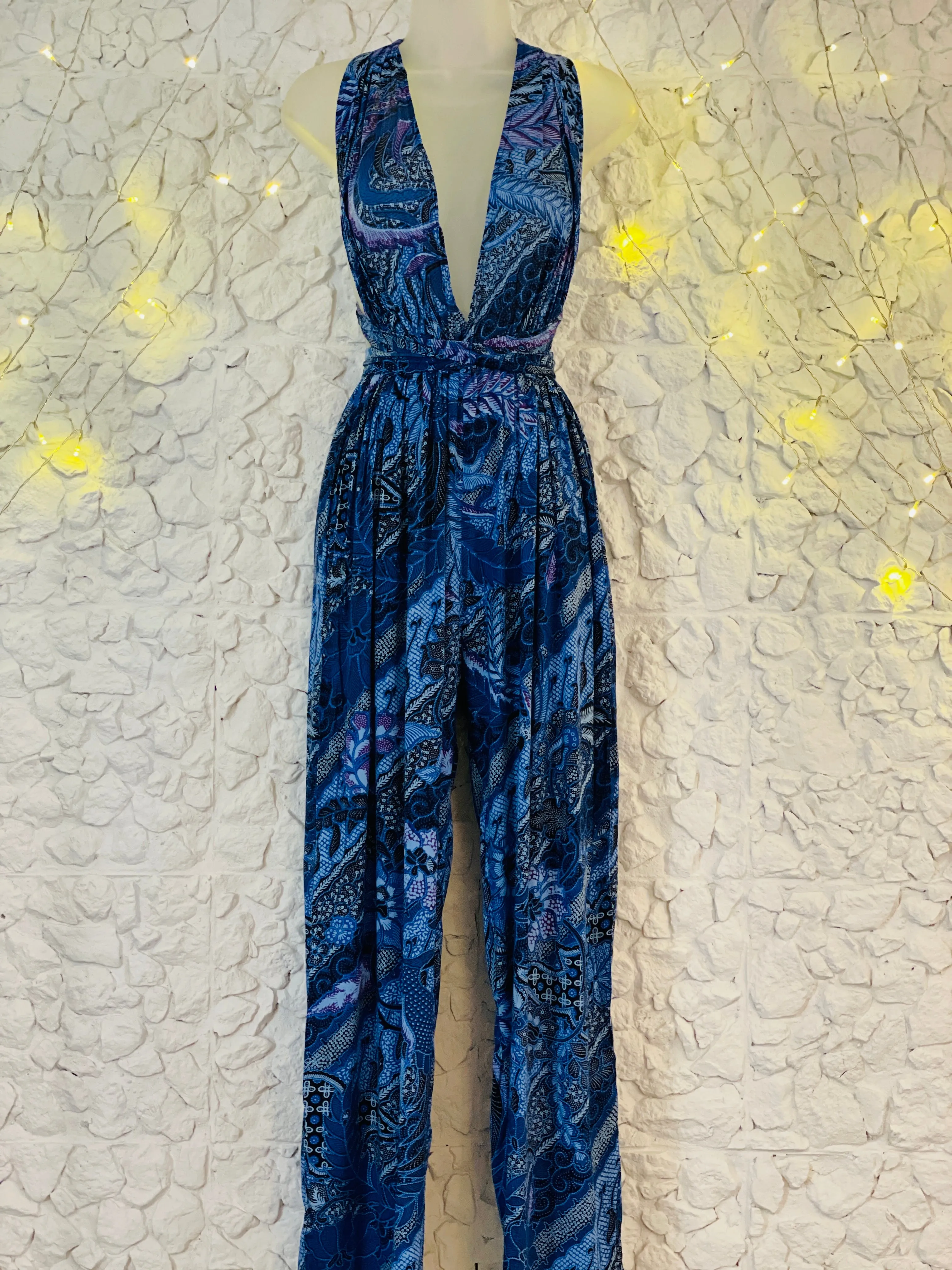Jeannie Jumpsuit in Periwinkle Purple Leaf