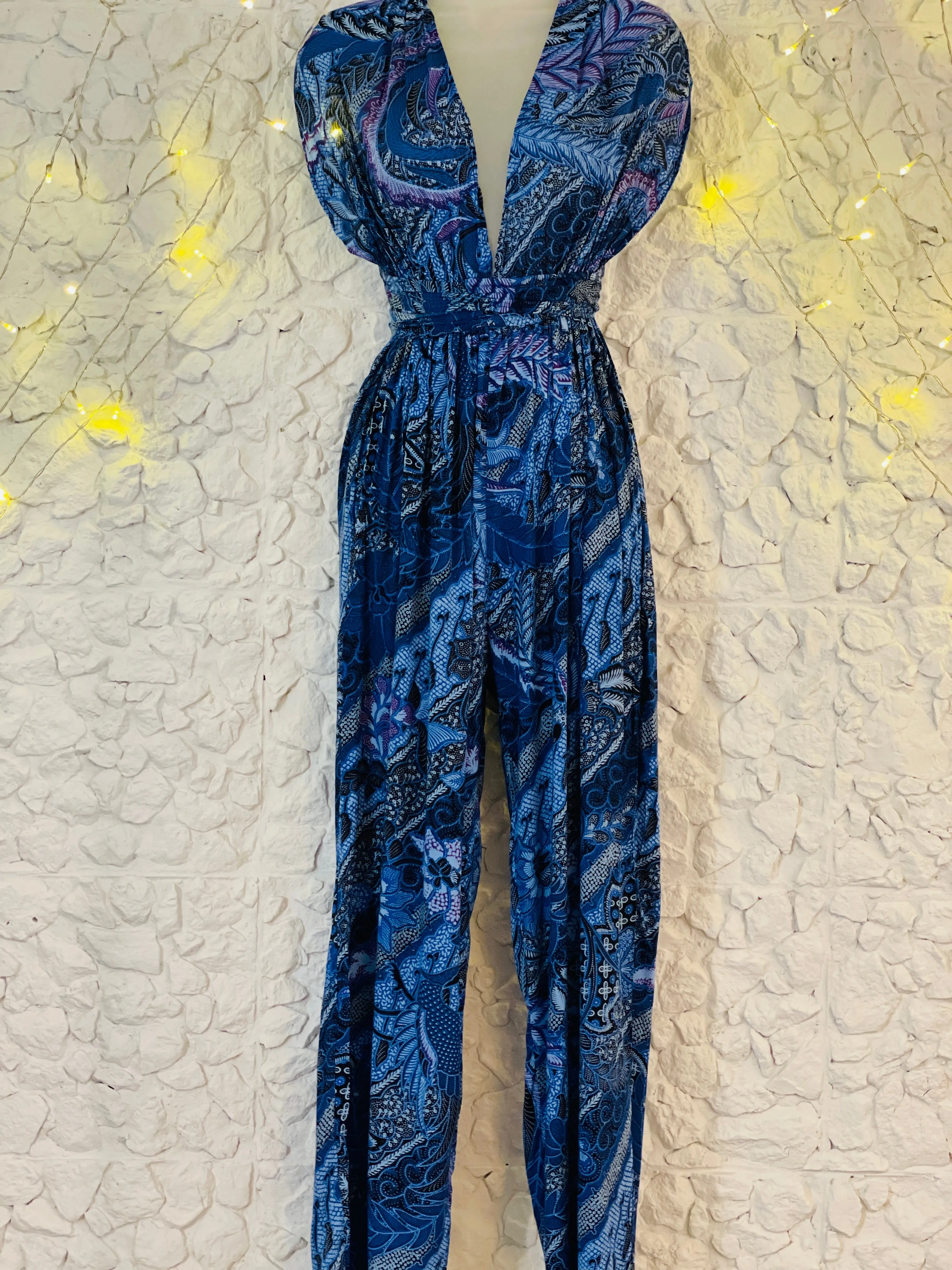 Jeannie Jumpsuit in Periwinkle Purple Leaf