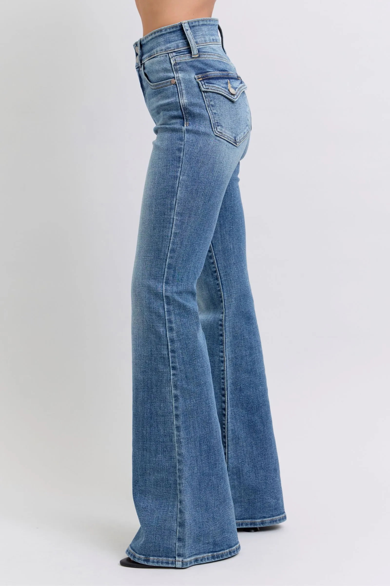 Judy Blue - High Waist Two Button Flare With Tint Jeans - 82630
