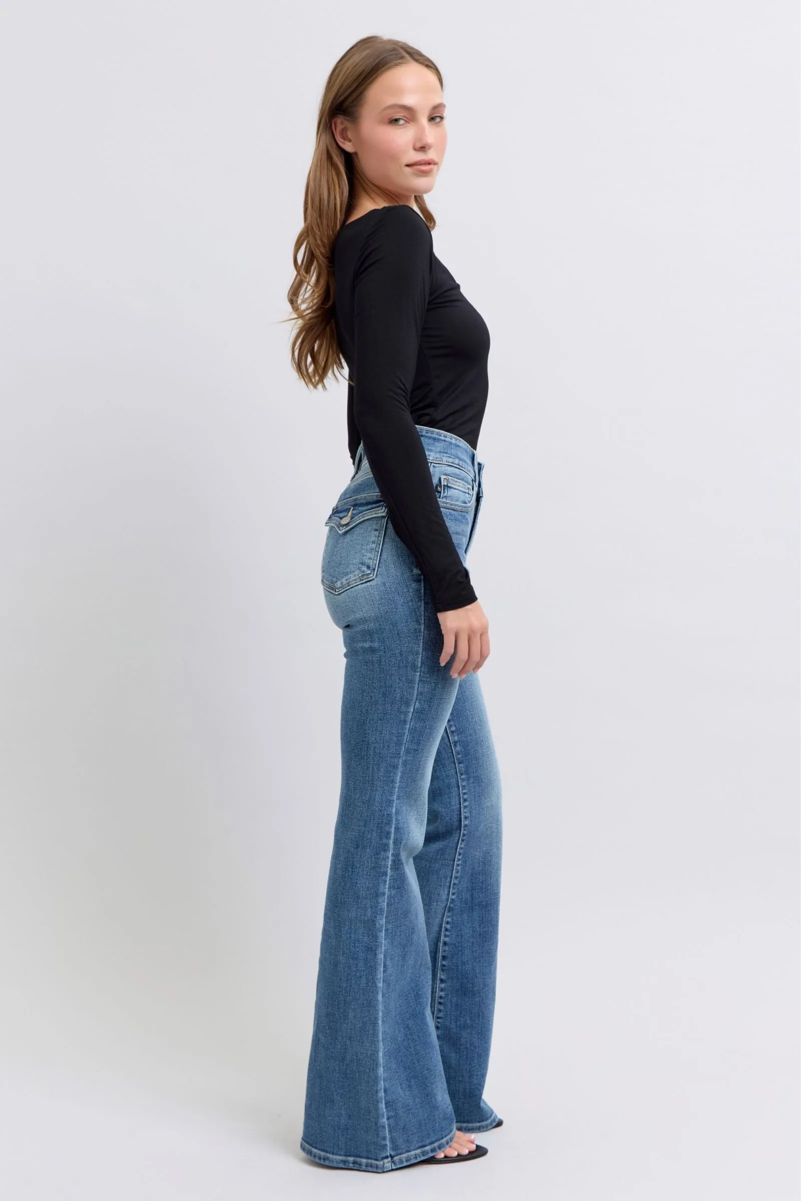 Judy Blue - High Waist Two Button Flare With Tint Jeans - 82630