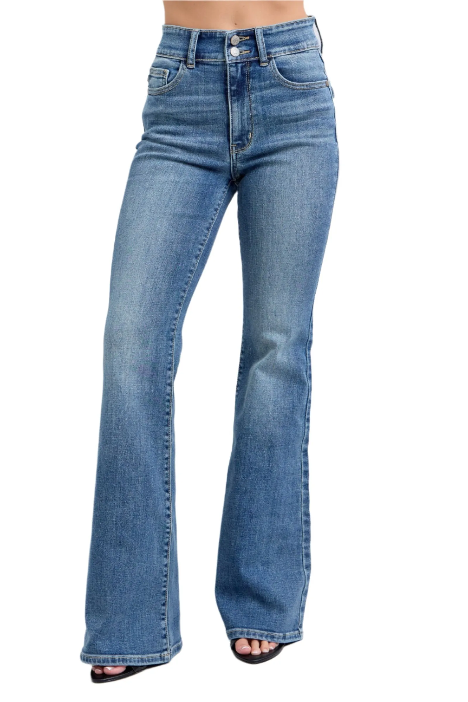Judy Blue - High Waist Two Button Flare With Tint Jeans - 82630