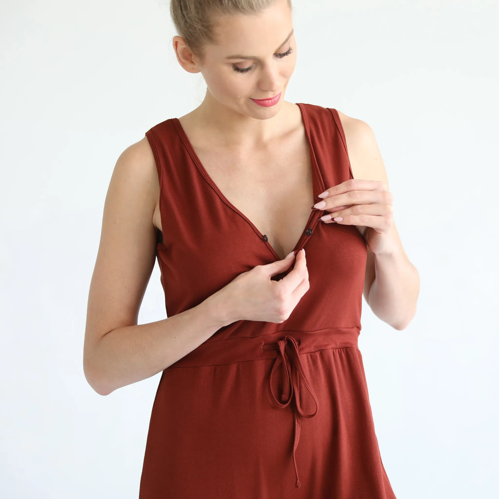 Juliette Nursing Friendly Jumpsuit (Rust)