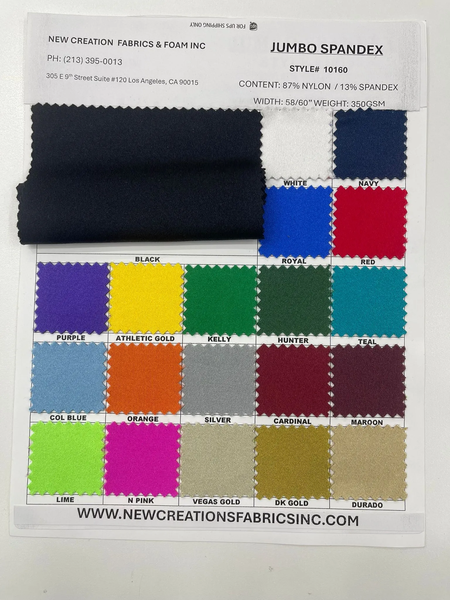 Jumbo Nylon Spandex/58" Wide/350 GSM. (by the yard)
