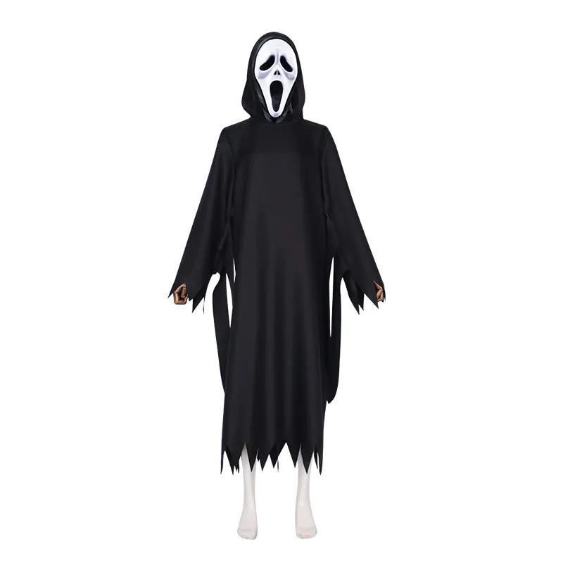 Kids Adult Scream Ghostface Cosplay Costume Halloween Horror Mask Robe Suit