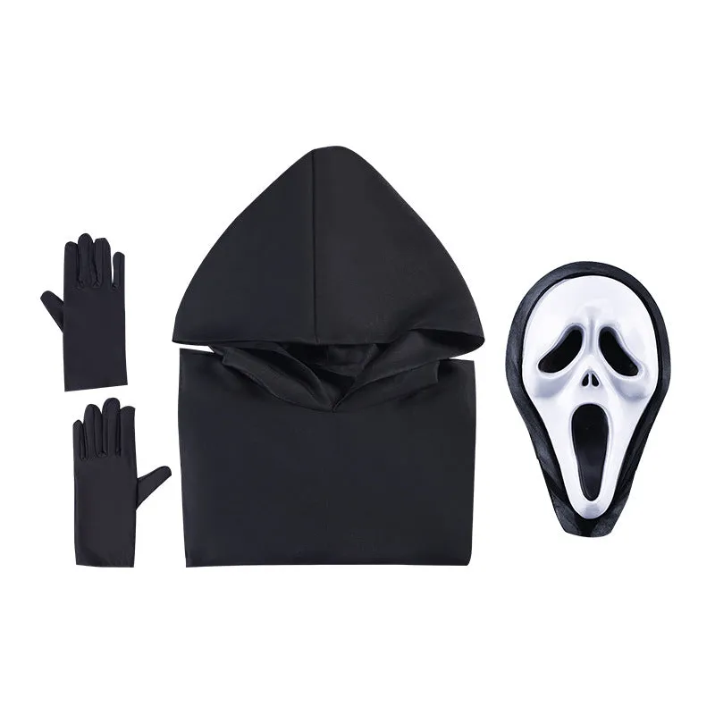 Kids Adult Scream Ghostface Cosplay Costume Halloween Horror Mask Robe Suit