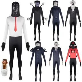 Kids Skibidi Toilet Costume Cameramen TV man Speakerman Cosplay Jumpsuit Halloween Carnival Suit