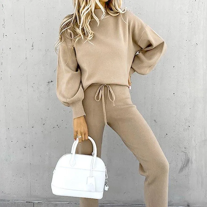 KittenAlarm - Lilly Solid Pullover Top & High Waist Pants Set