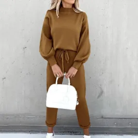 KittenAlarm - Lilly Solid Pullover Top & High Waist Pants Set