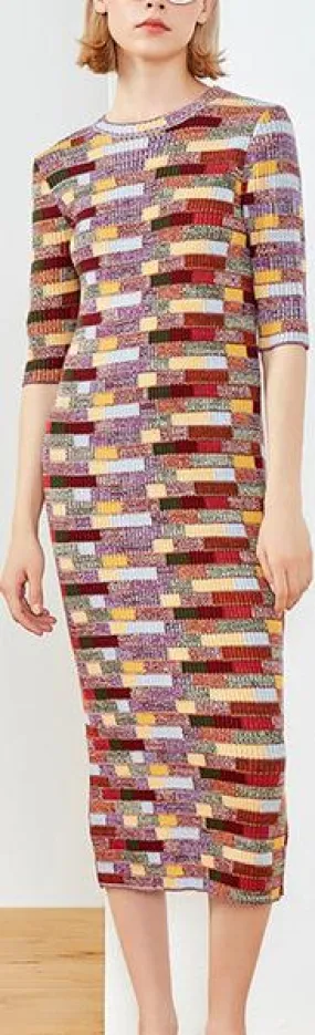 Knit Multi Colored Midi Dress