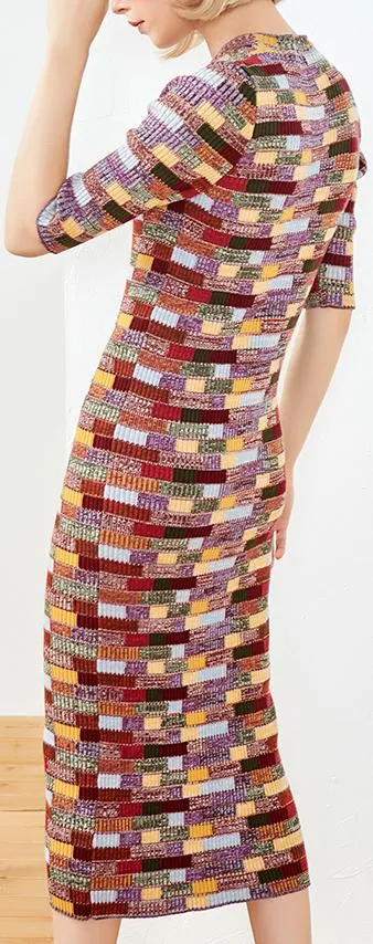Knit Multi Colored Midi Dress