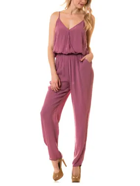 KOGMO Womens Casual Adjustable Spaghetti Strap Front Wrapped Jumpsuit Overalls