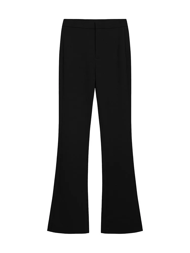 [Korean Style] Black High Waist Casual Slim Fit Flare Pants