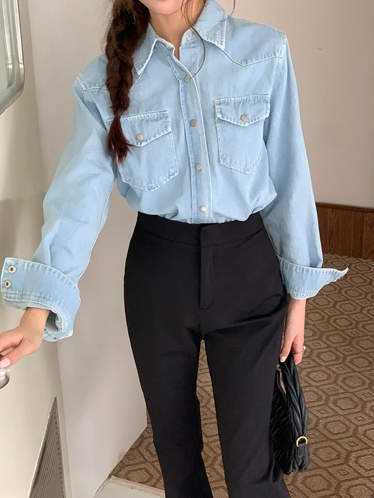 [Korean Style] Black High Waist Casual Slim Fit Flare Pants