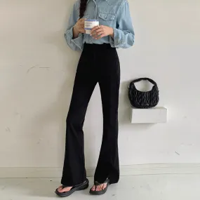 [Korean Style] Black High Waist Casual Slim Fit Flare Pants