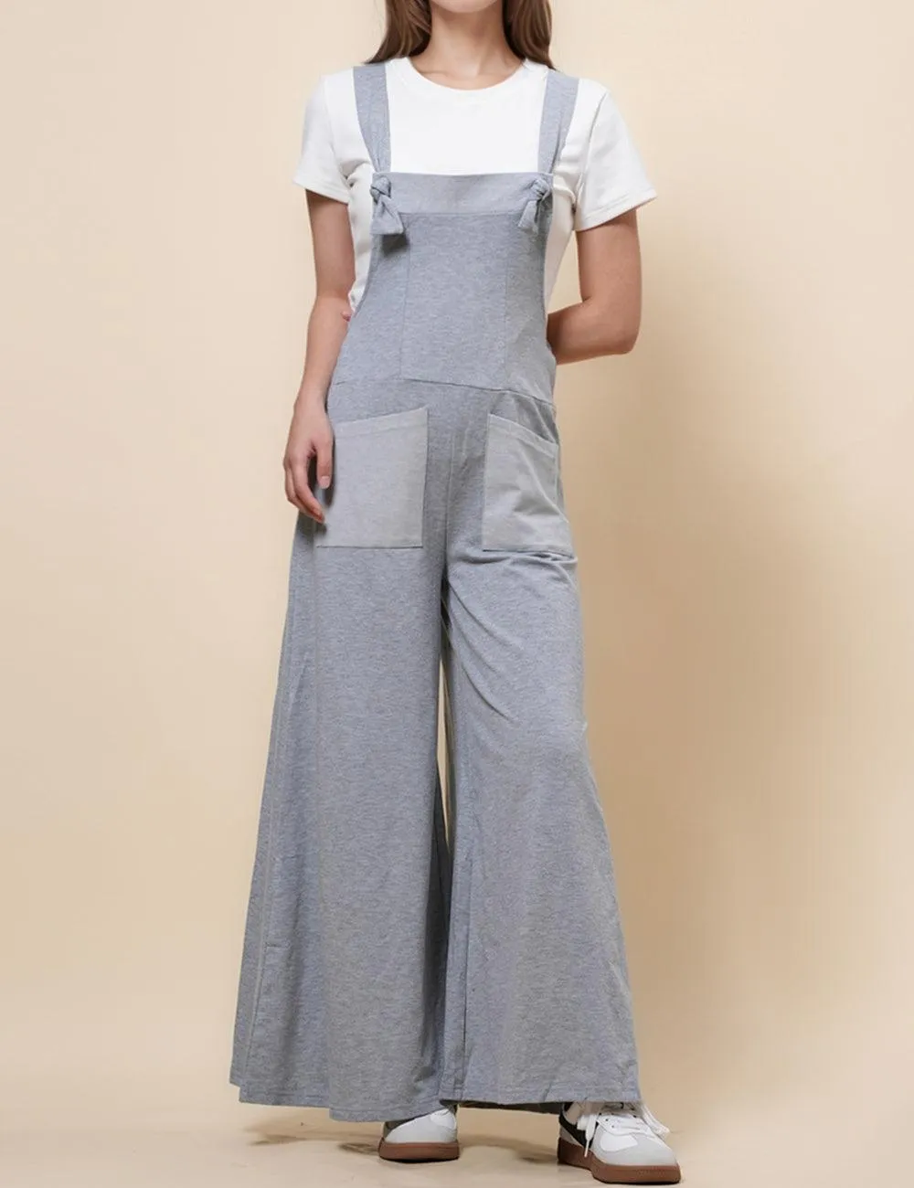 Ladies Wide Leg Relaxed Overall Strape Jumpsuit SKJ4888