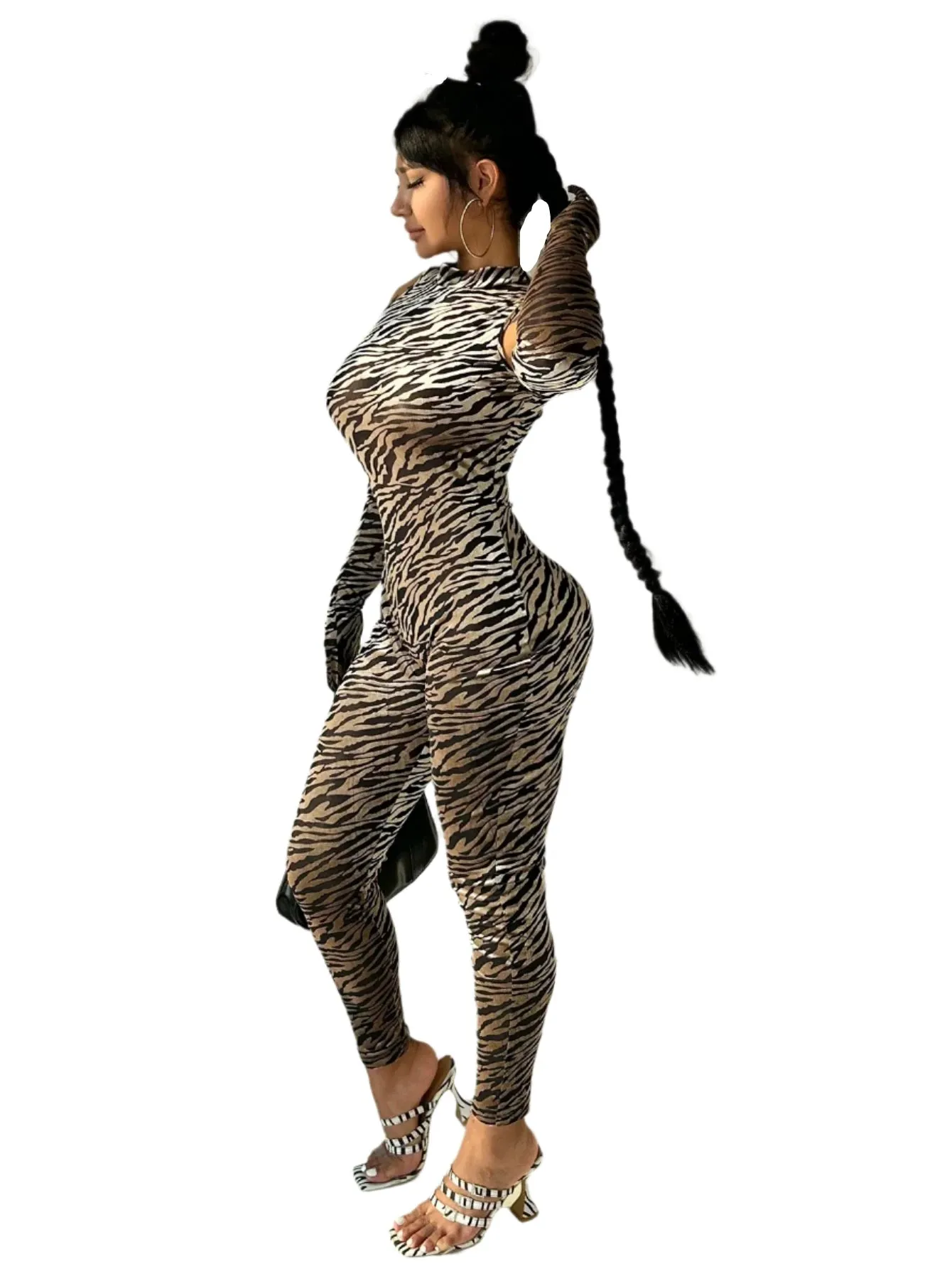 Leopard Print Sleeveless Jumpsuit