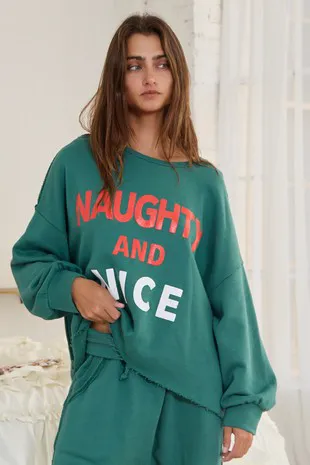 Letter Print Solid Terry Sweatshirt Top
