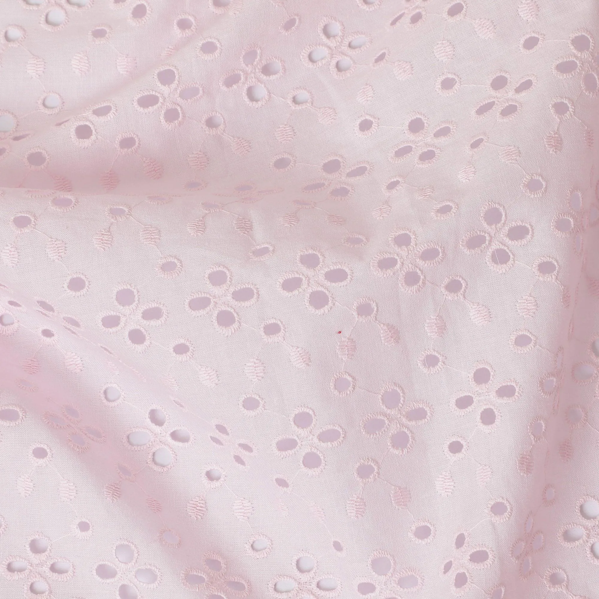 Light pink cotton voile fabric with same tone embroidery in chikankari design-D12482