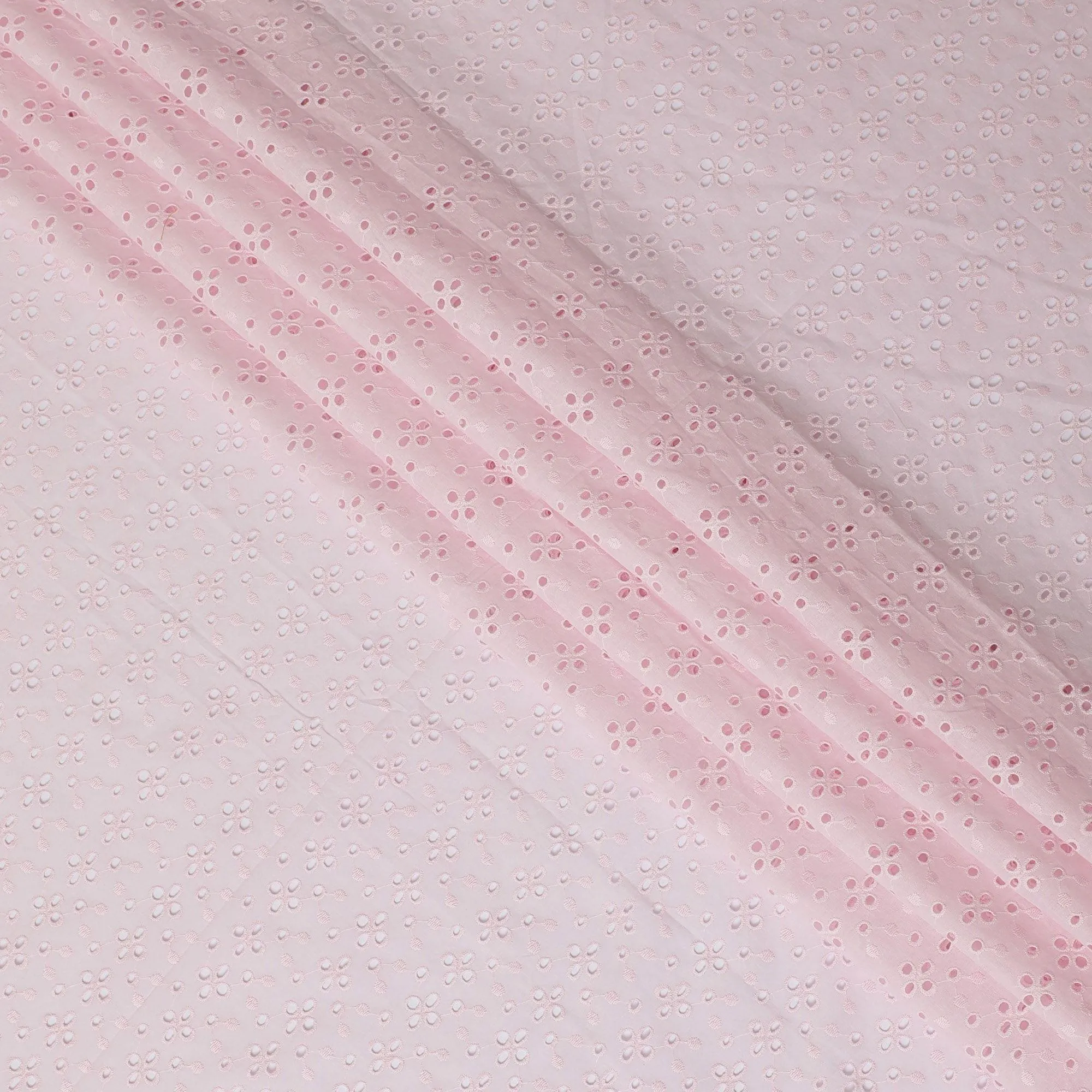 Light pink cotton voile fabric with same tone embroidery in chikankari design-D12482