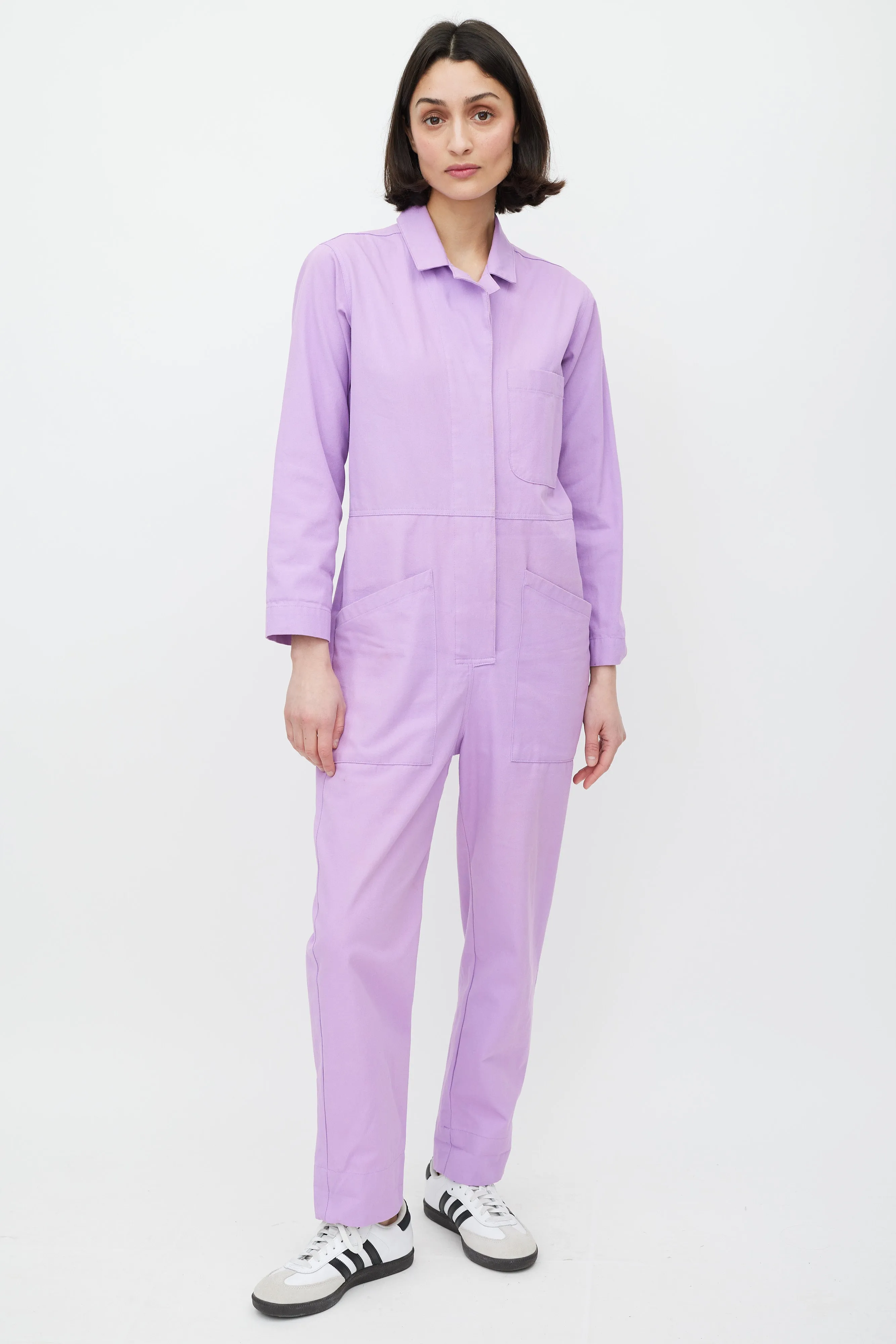 Light Purple Cotton Three Pocket Jumpsuit