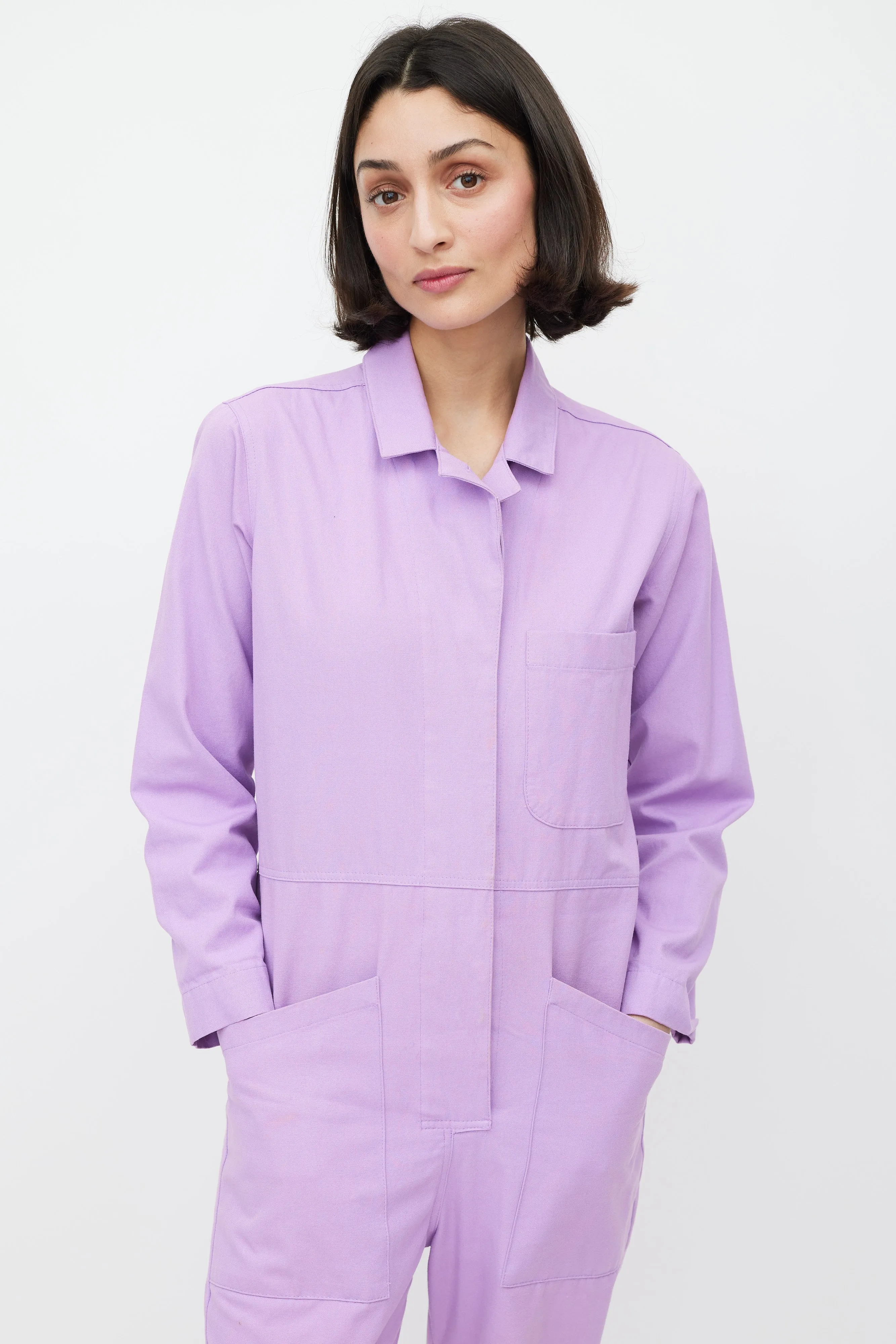 Light Purple Cotton Three Pocket Jumpsuit