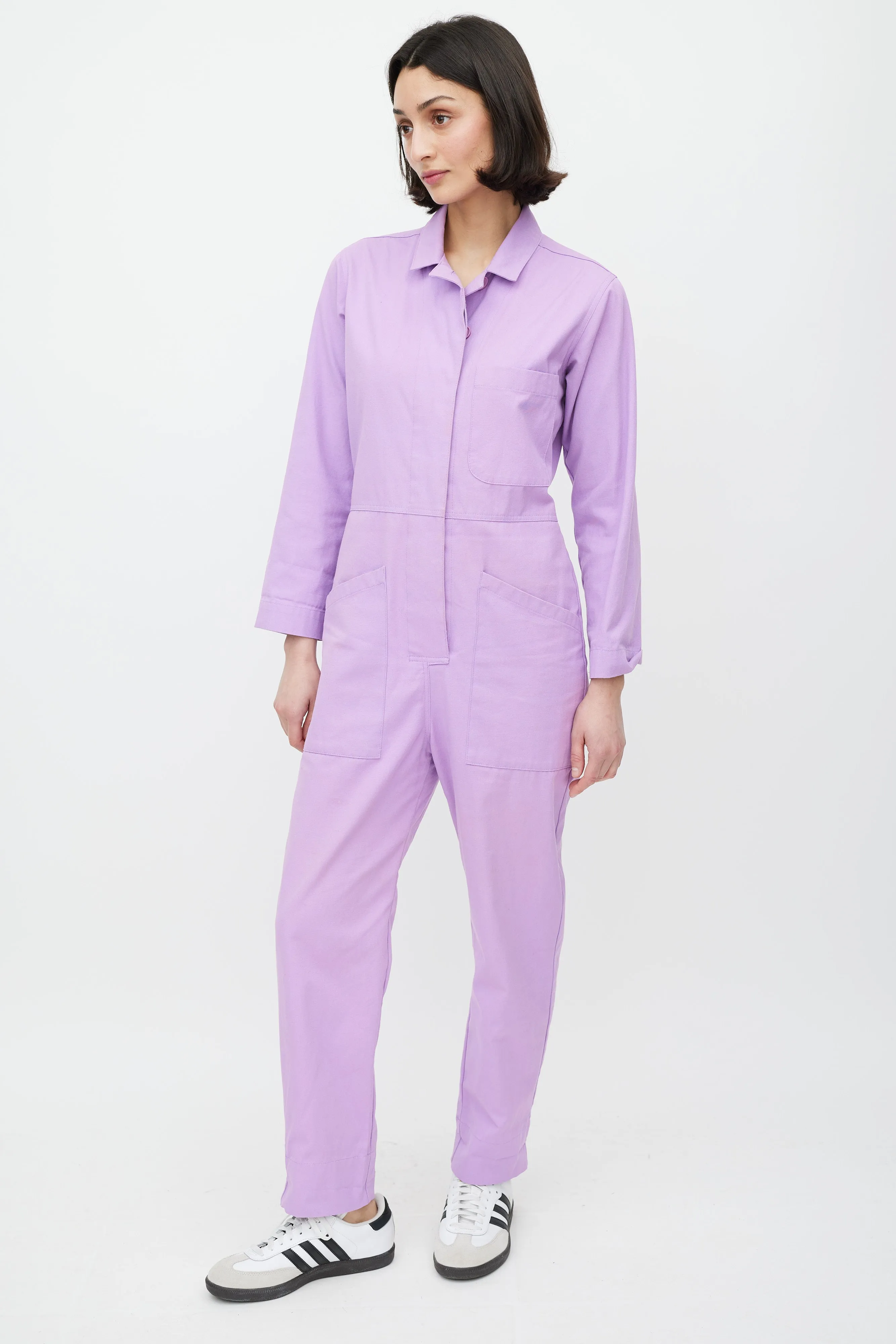 Light Purple Cotton Three Pocket Jumpsuit