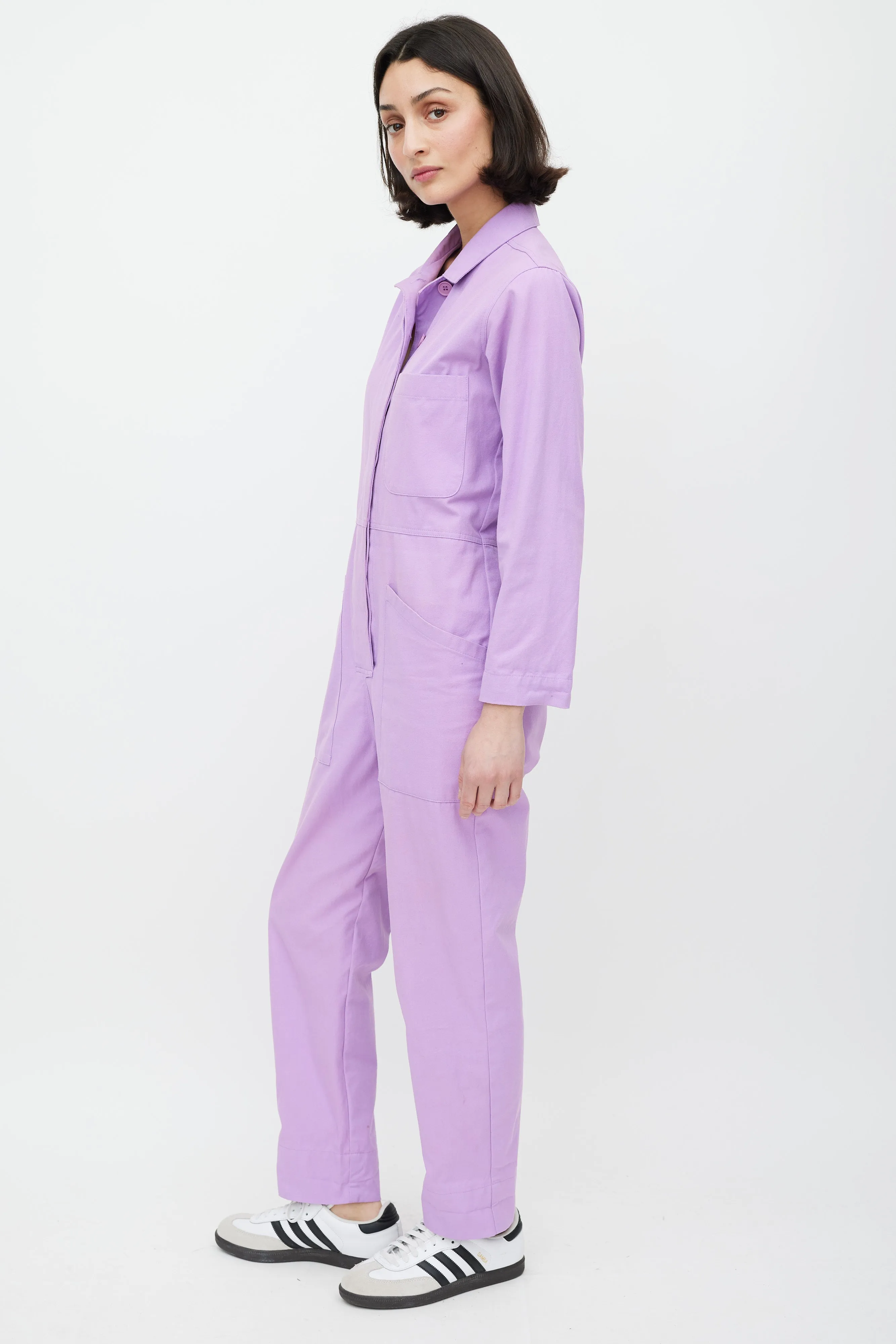 Light Purple Cotton Three Pocket Jumpsuit