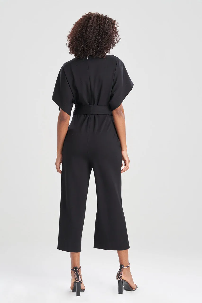 Light Weight Ponte Kimono V-Neck Jumpsuit