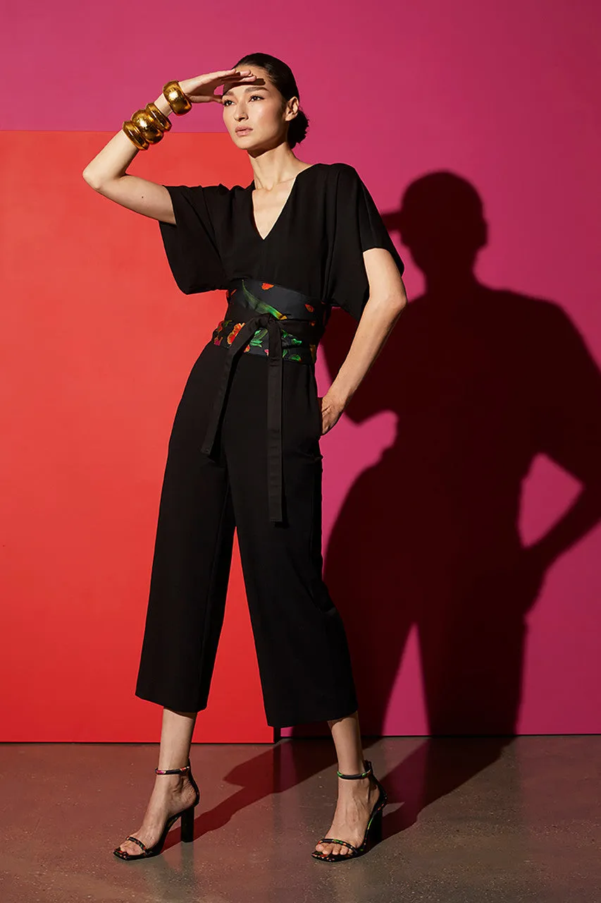 Light Weight Ponte Kimono V-Neck Jumpsuit