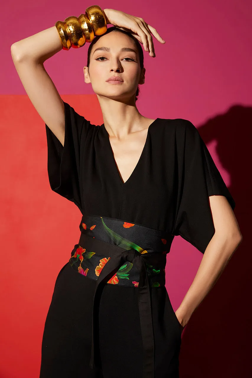 Light Weight Ponte Kimono V-Neck Jumpsuit