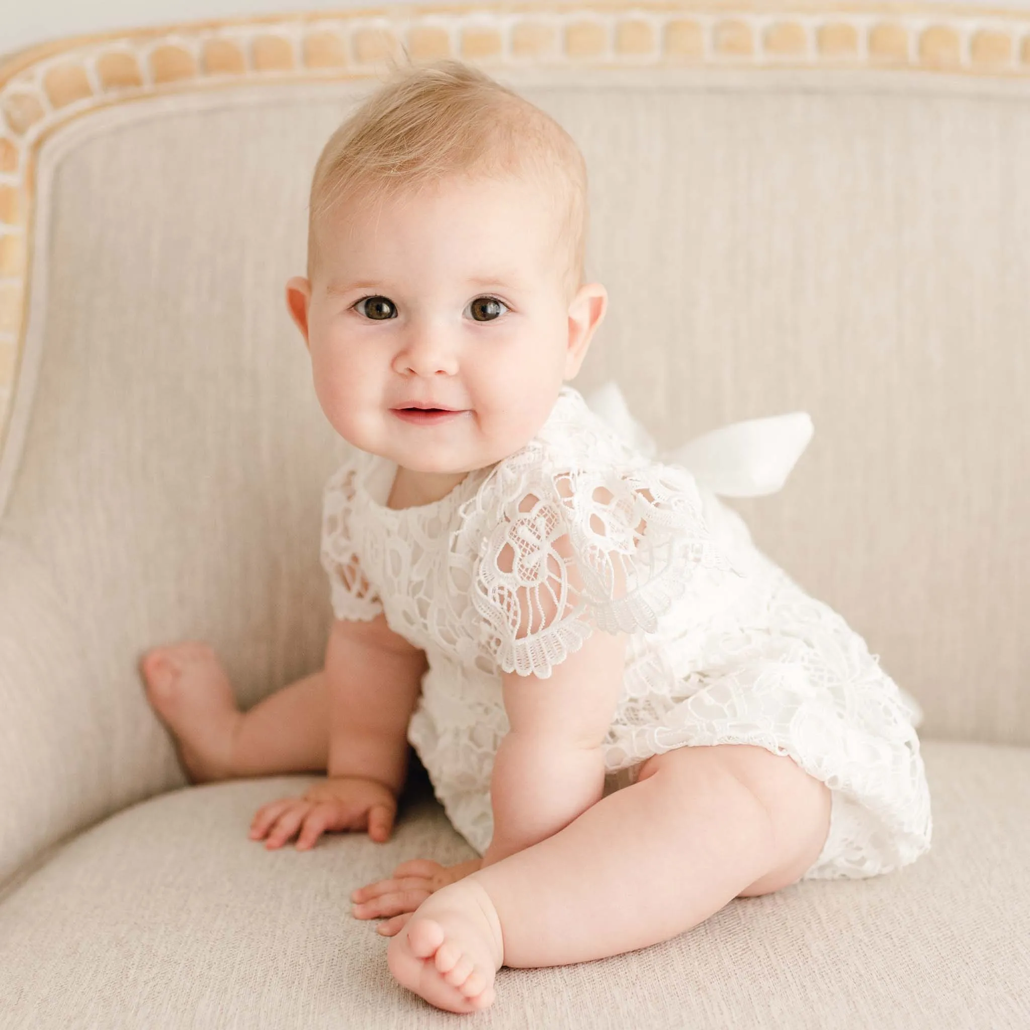 Lola Lace Christening Bubble Romper