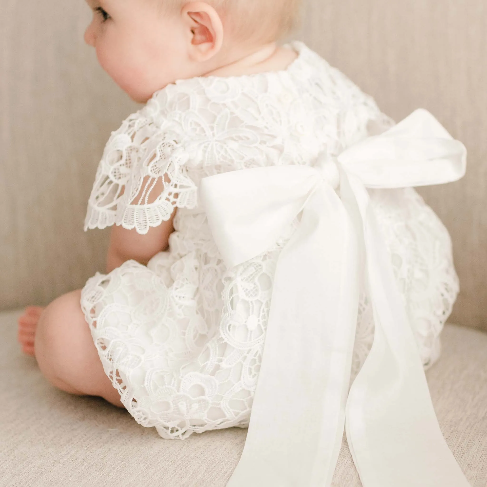 Lola Lace Christening Bubble Romper