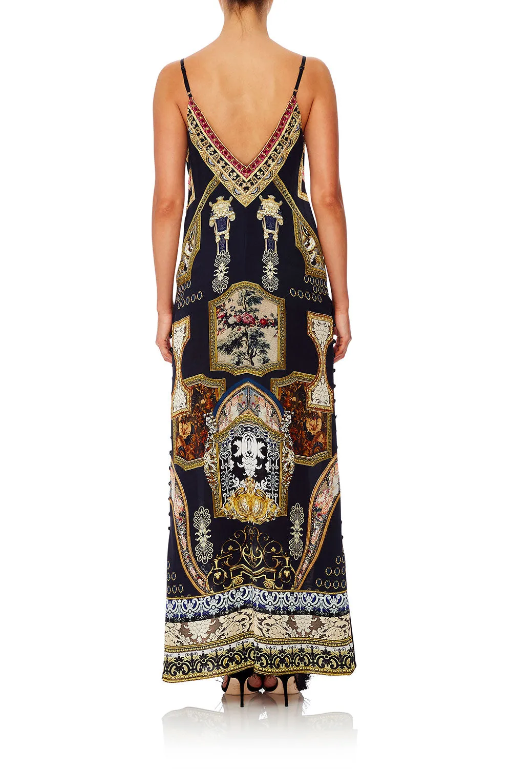 LONG GODET SLIP DRESS MIDNIGHT MEETING