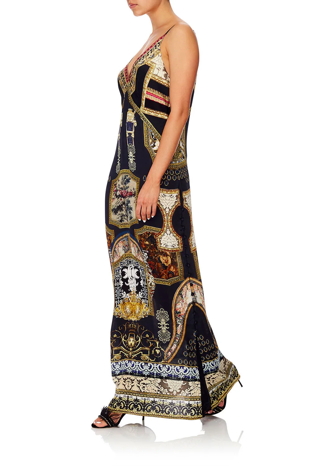 LONG GODET SLIP DRESS MIDNIGHT MEETING