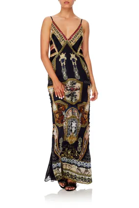 LONG GODET SLIP DRESS MIDNIGHT MEETING