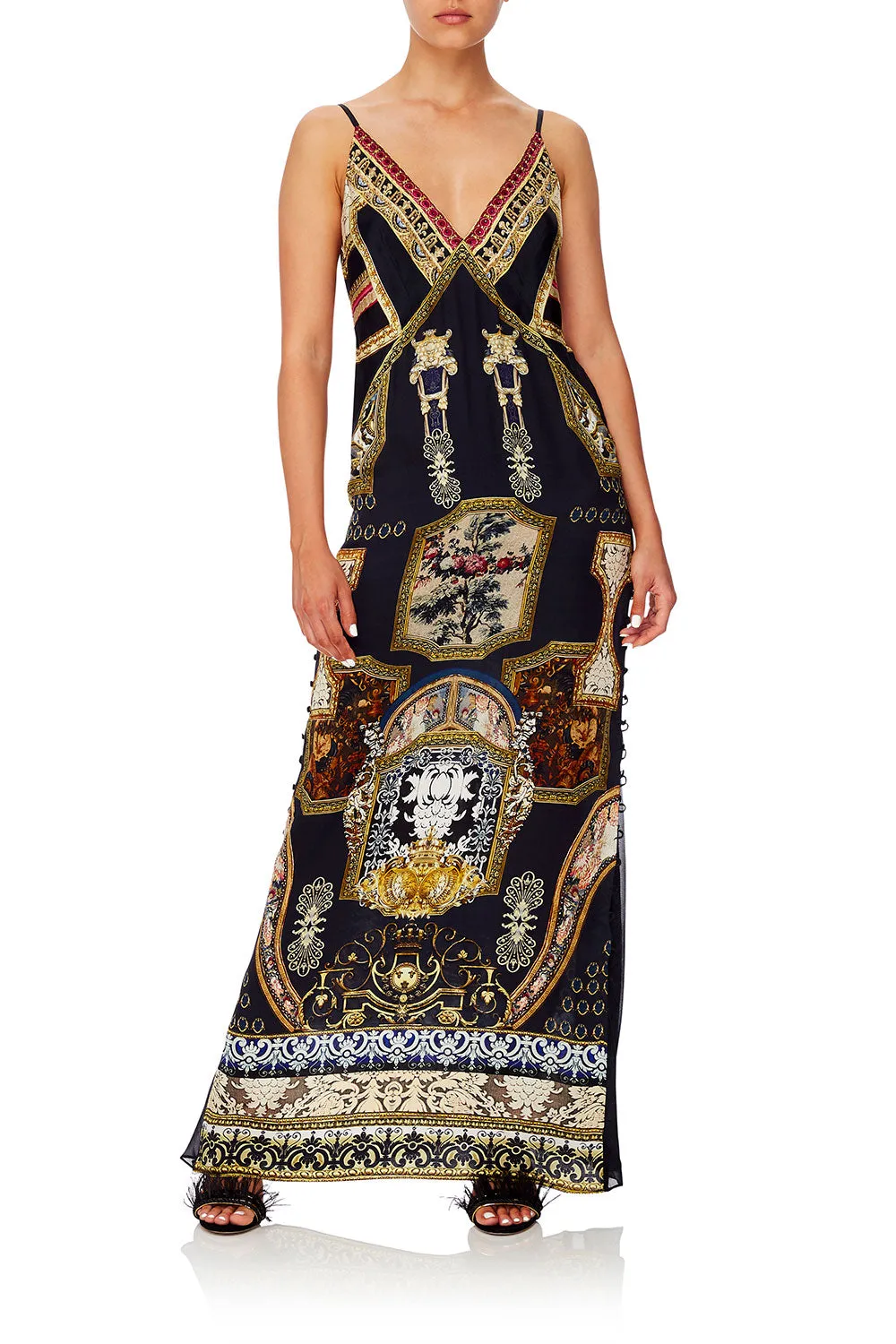LONG GODET SLIP DRESS MIDNIGHT MEETING