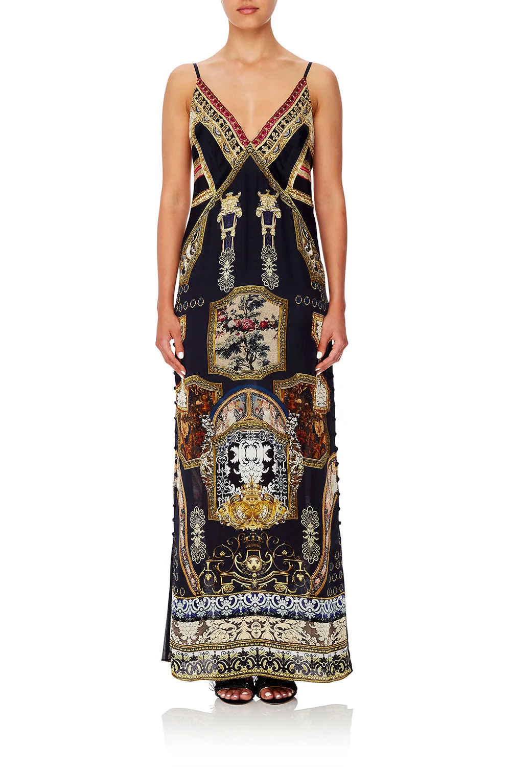 LONG GODET SLIP DRESS MIDNIGHT MEETING