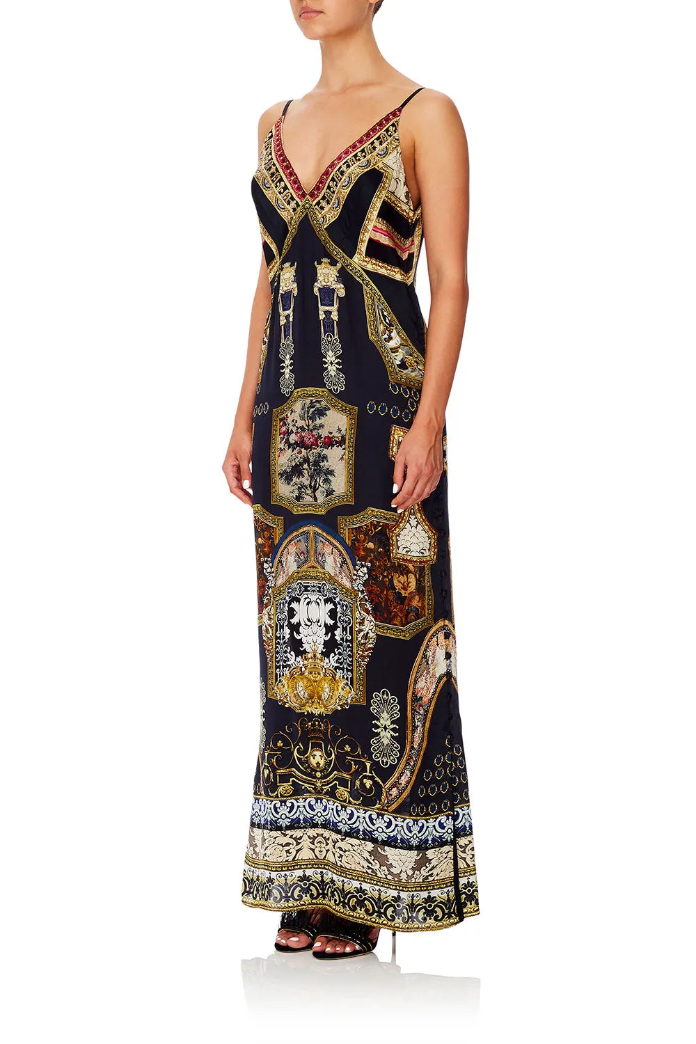 LONG GODET SLIP DRESS MIDNIGHT MEETING