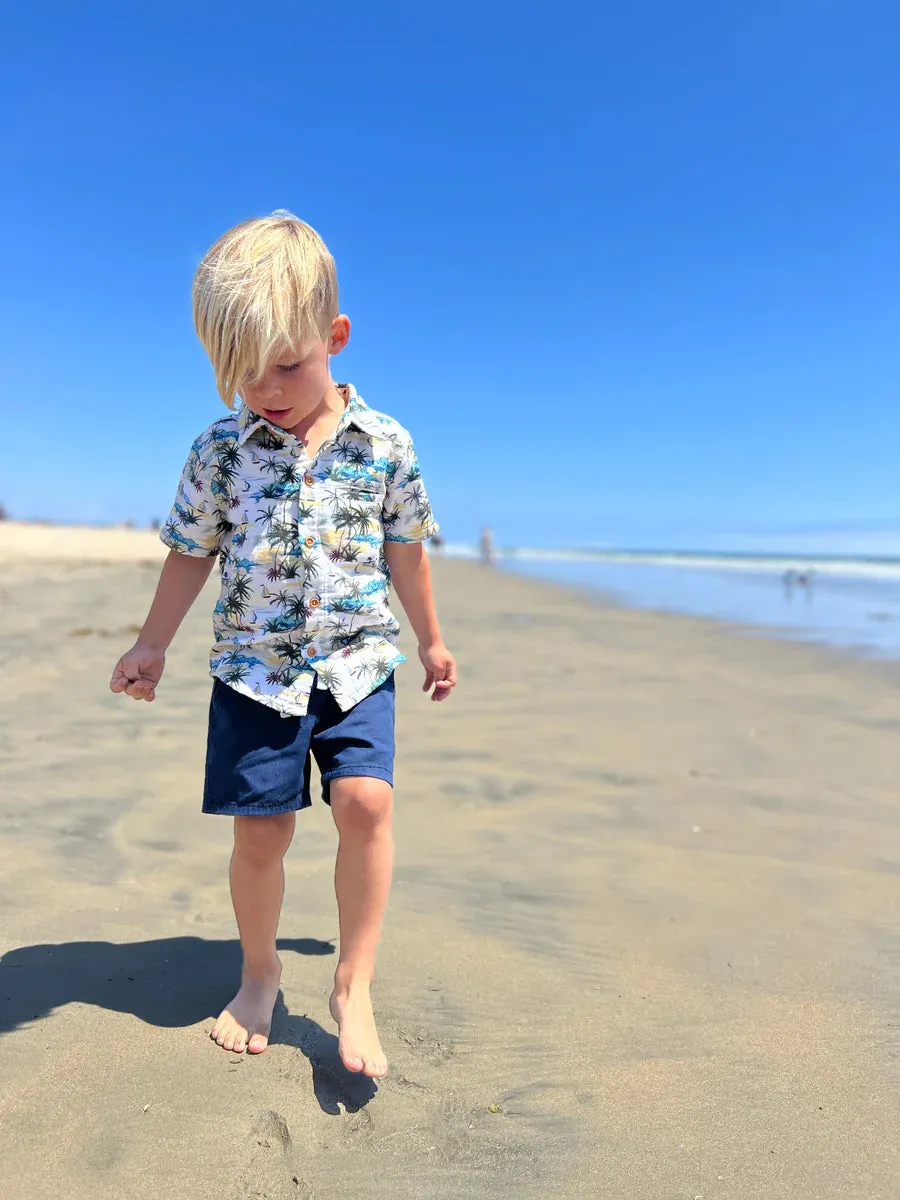 Maui Cream Hawaiian Print Button Up