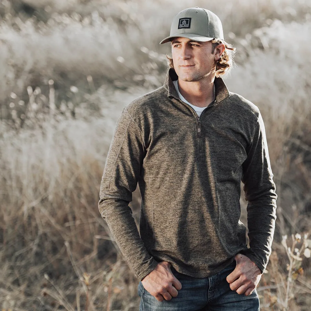 Men's STS Quarter Zip Chocolate Heather Pullover