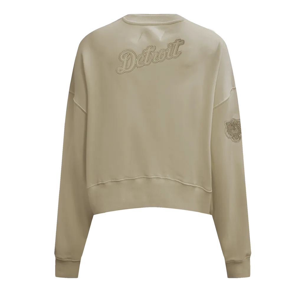 MLB DETROIT TIGERS NEUTRAL WOMEN'S CREWNECK (TAUPE)