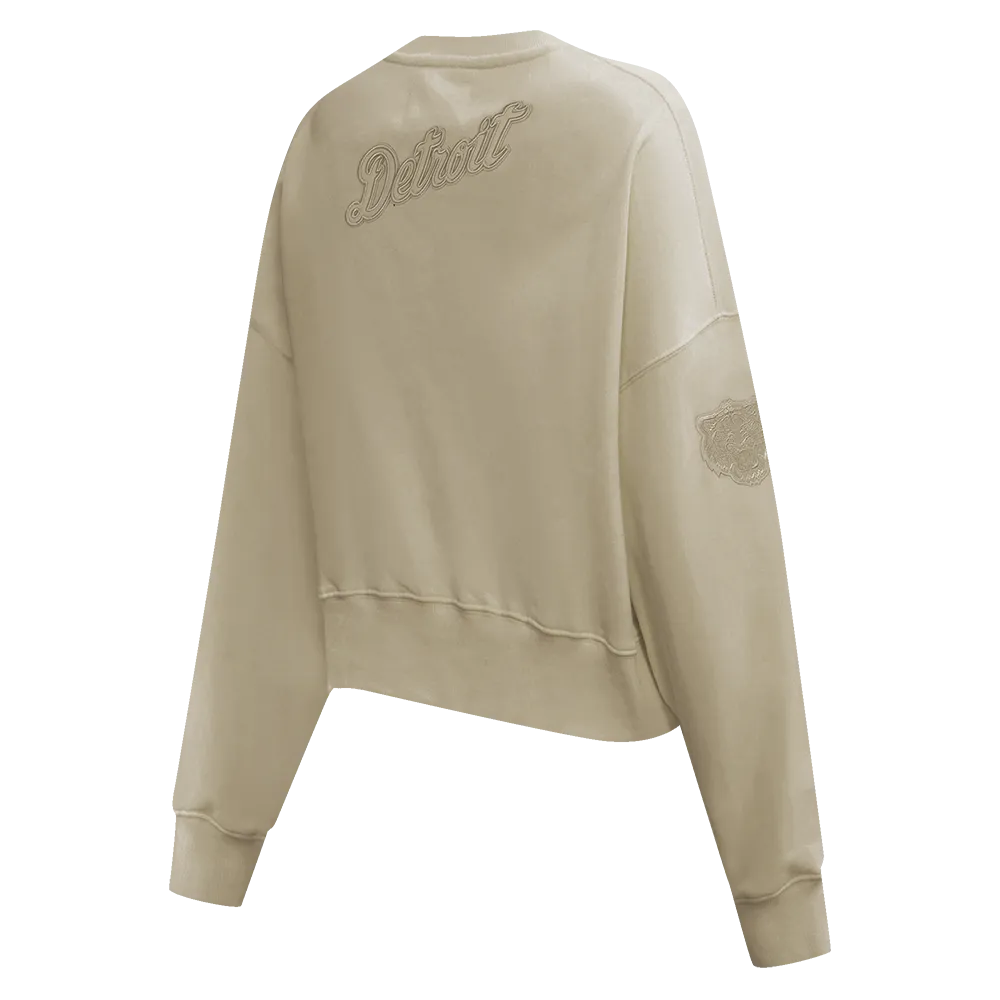 MLB DETROIT TIGERS NEUTRAL WOMEN'S CREWNECK (TAUPE)