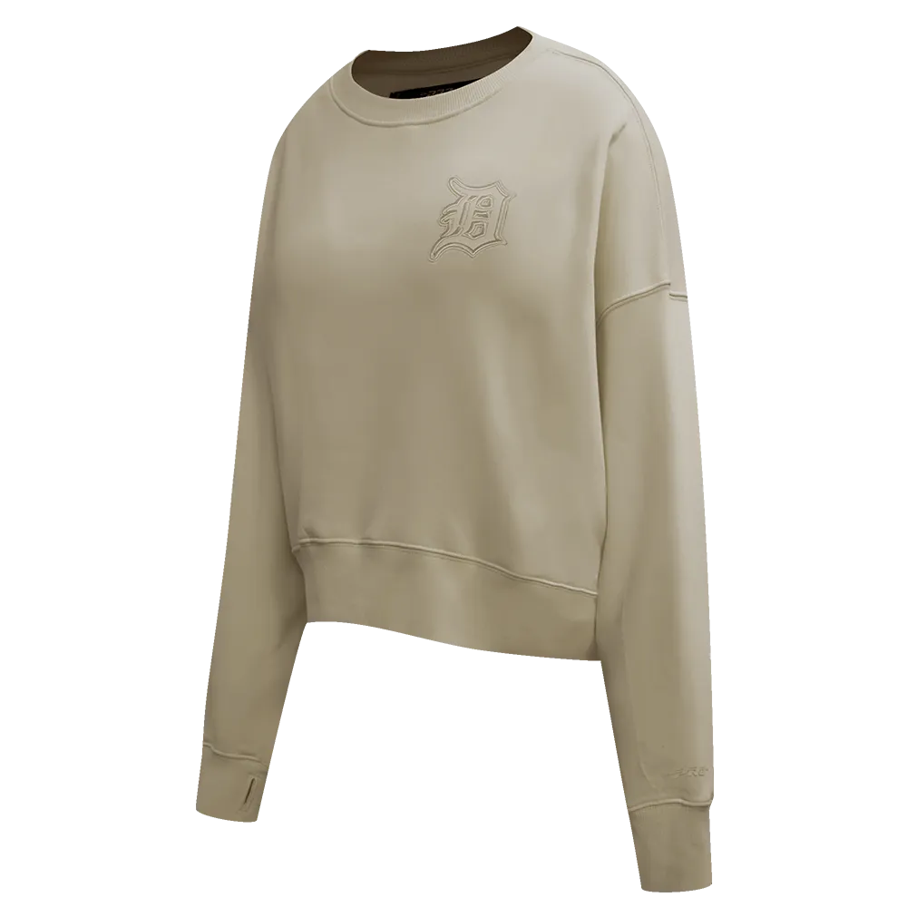 MLB DETROIT TIGERS NEUTRAL WOMEN'S CREWNECK (TAUPE)