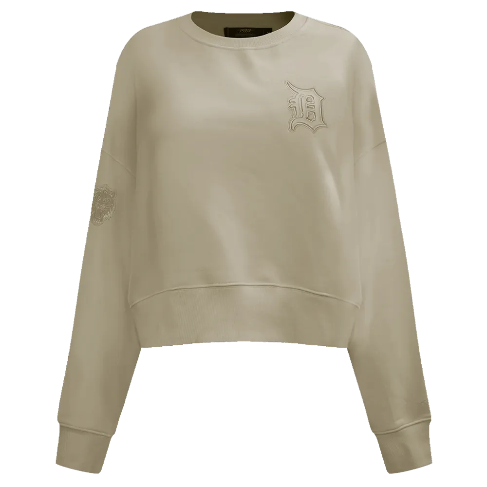 MLB DETROIT TIGERS NEUTRAL WOMEN'S CREWNECK (TAUPE)