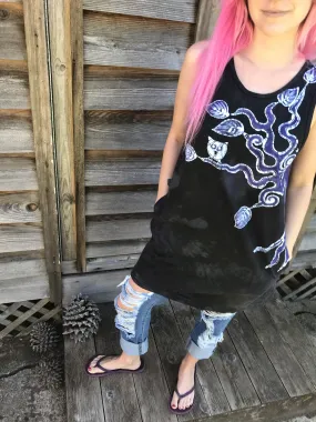 Moss and Purple Owl Batik Dress - Size Medium ONLY