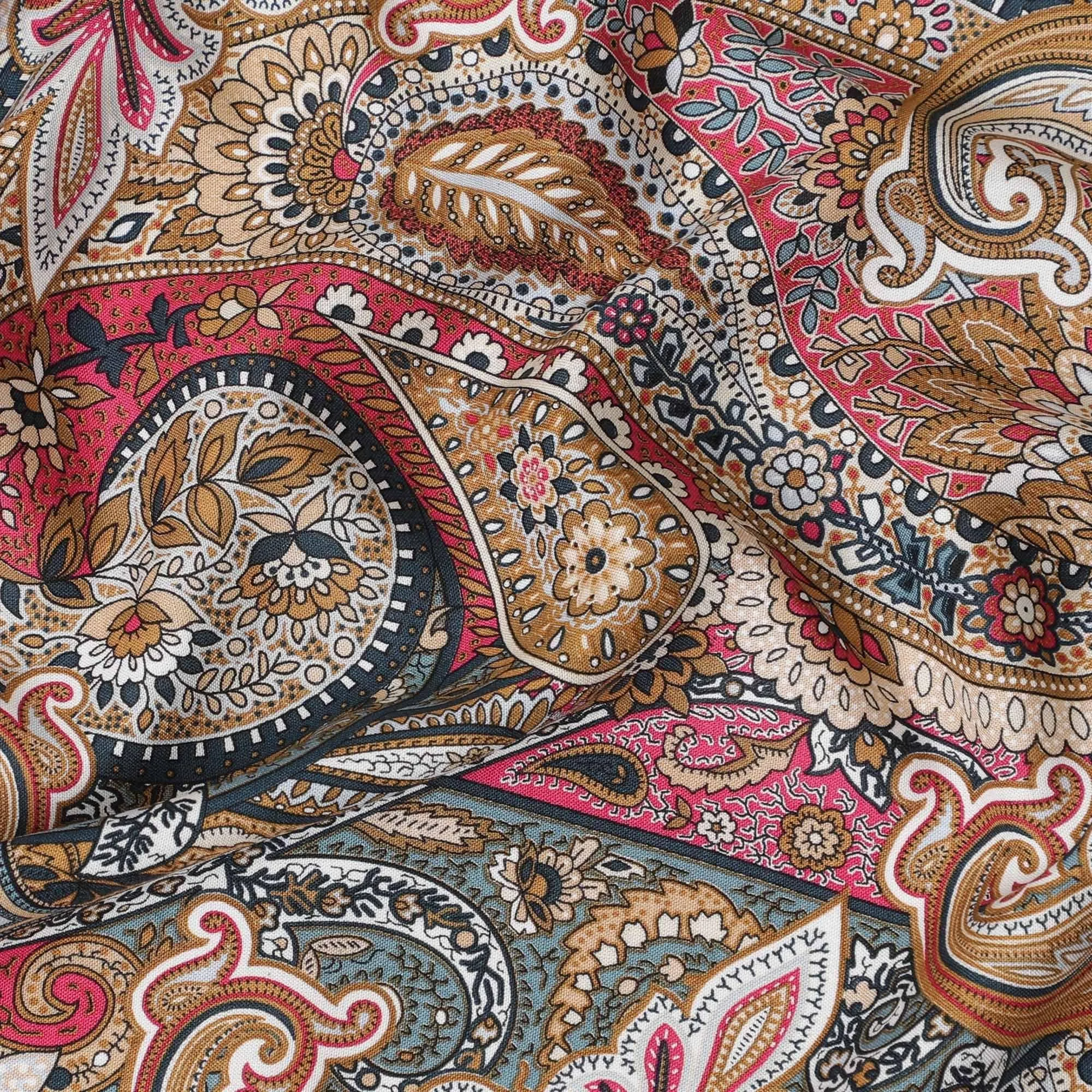 Multicolor printed Premium Italian viscose fabric in floral design-D12530