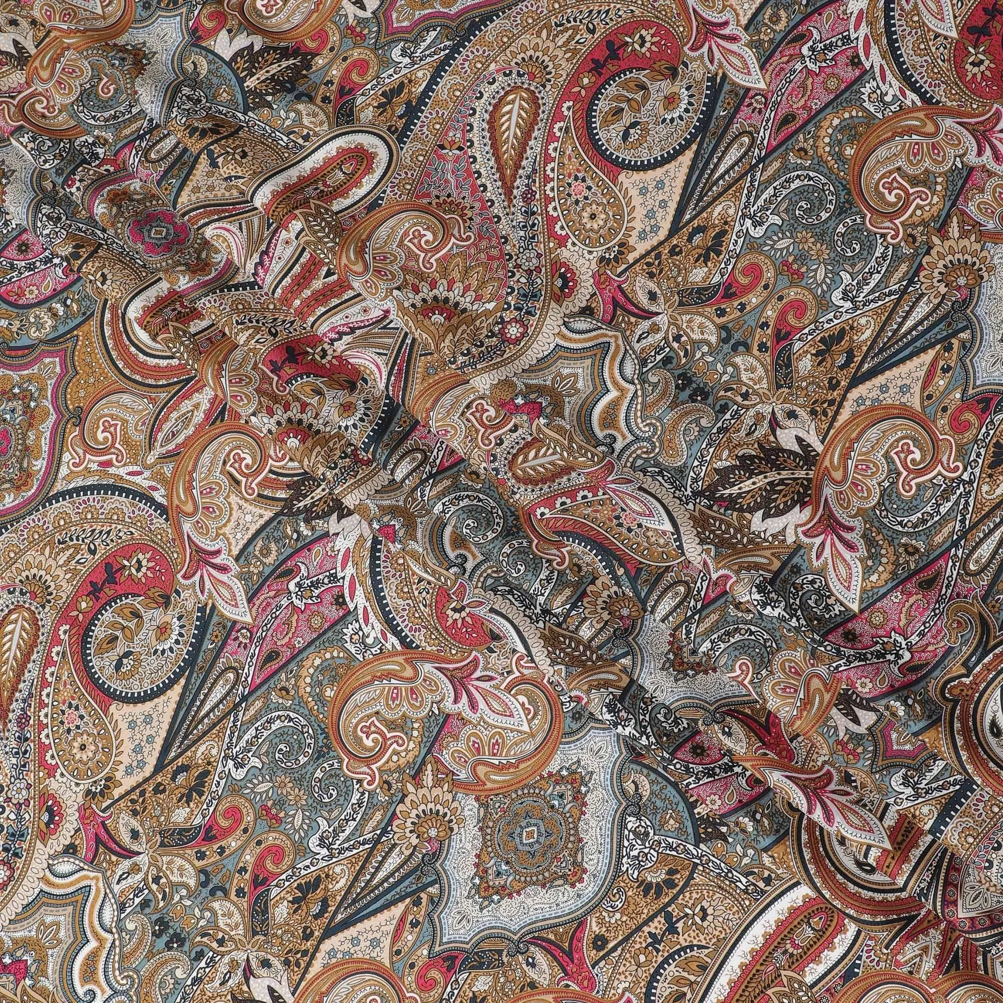 Multicolor printed Premium Italian viscose fabric in floral design-D12530
