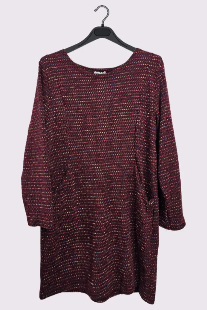 Muti Stripe Pattern Long Sleeve Pockets Tunic Top