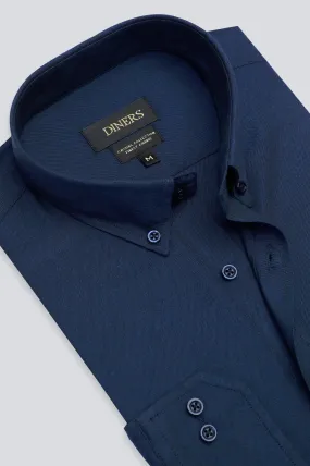 Navy Blue Oxford Casual Shirt