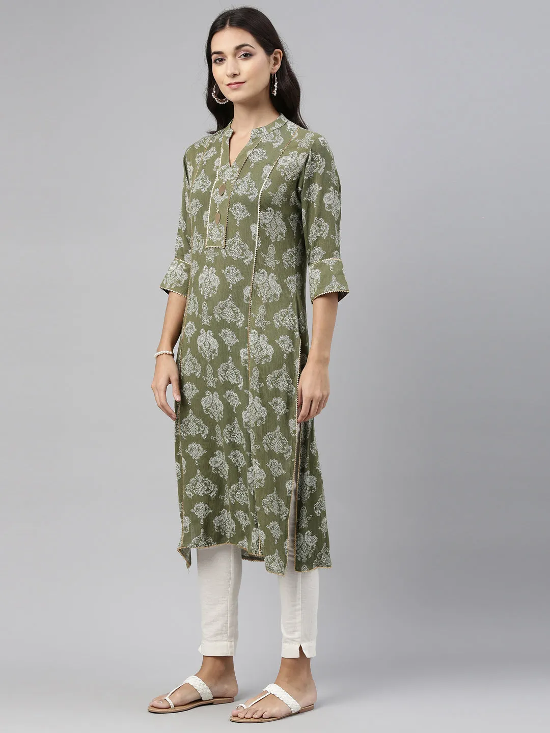 Neeru's Green Color Rayon Fabric Tunic